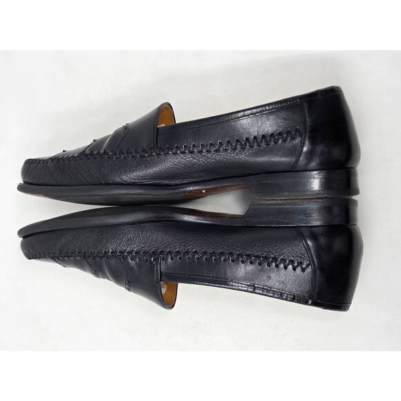 MEZLAN BLACK DEERSKIN LEATHER EMBELLISHED MOC TOE LOAFER MENS SIZE 9.5 M main image 5